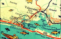 Vintage Map Art Of Destin Florida 8X10 Retro Map Ft Walton Beach