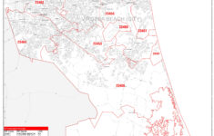 Virginia Beach County VA Zip Code Wall Map Red Line Style By MarketMAPS