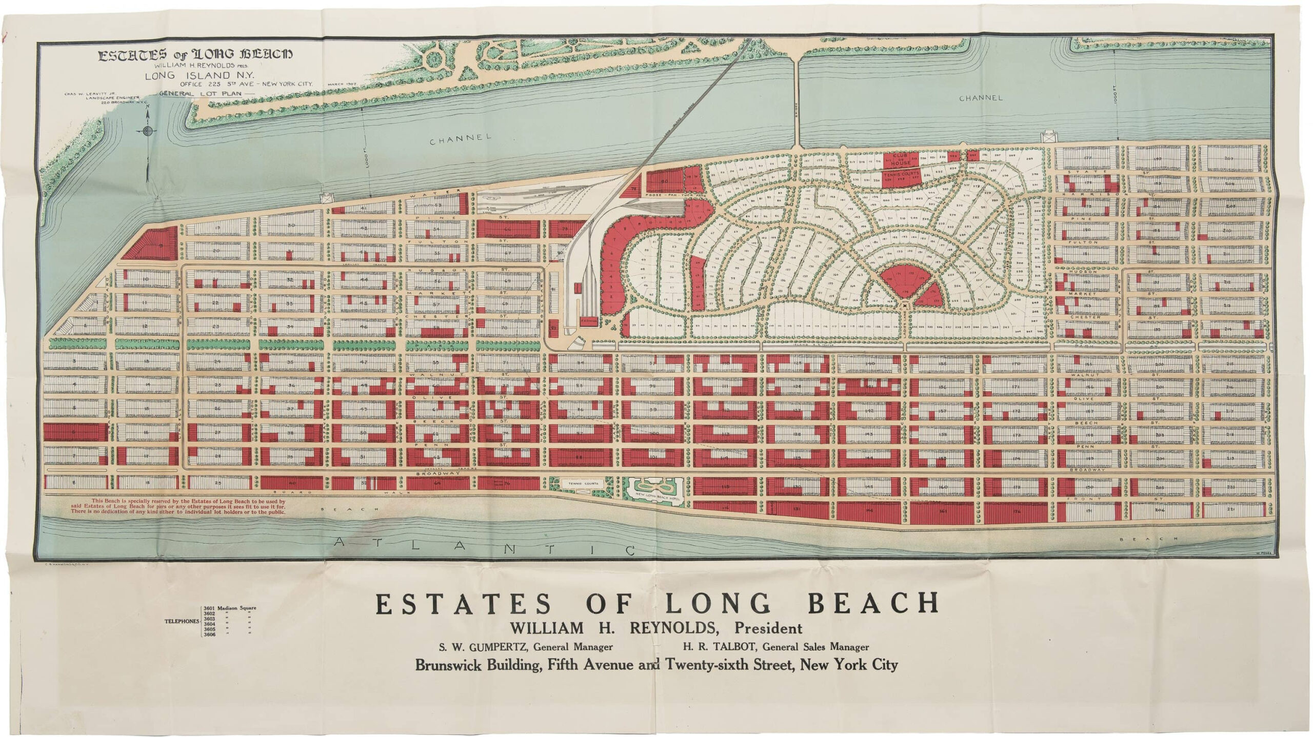 Visionary 1907 Plan Of Long Beach New York Rare Antique Maps
