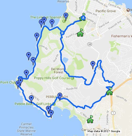 Visitor Guide Map To The 17 Mile Drive In Pebble Beach California 