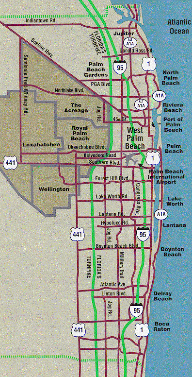 West Palm Beach Florida Map Of City In FL