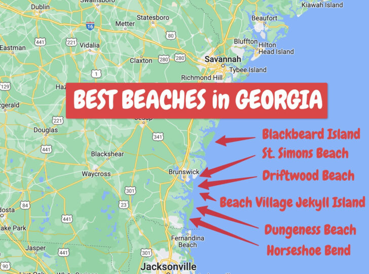 Map of Beaches in Georgia