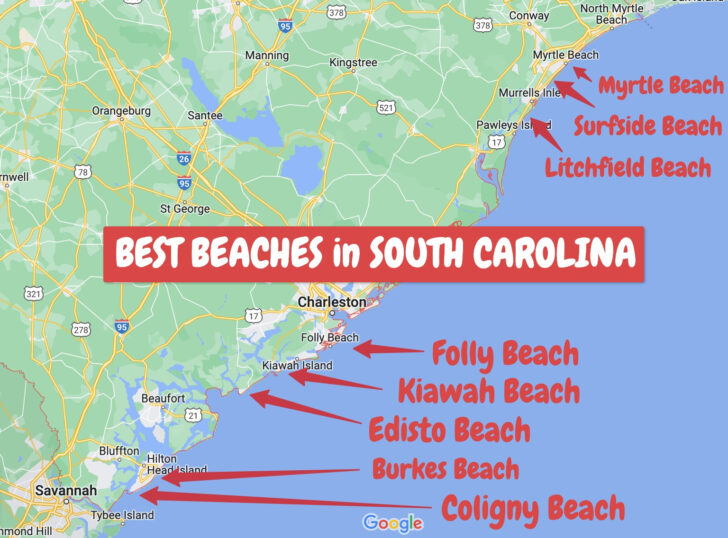 Beaches of South Carolina Map
