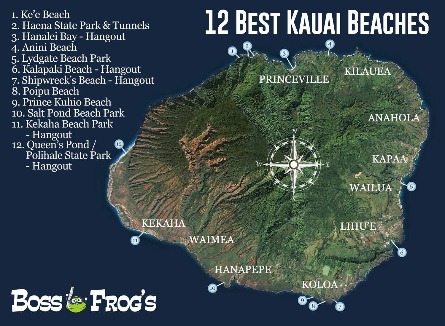 12 Best Kauai Beaches | Boss Frog&amp;#039;S Hawaii with regard to Map Of Kauai Hawaii Beaches