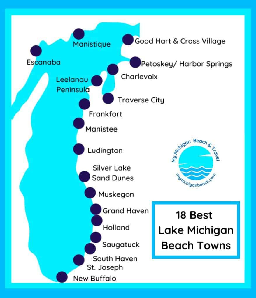 18 Best Lake Michigan Beach Towns - My Michigan Beach And Travel for Lake Michigan Beaches Michigan Map