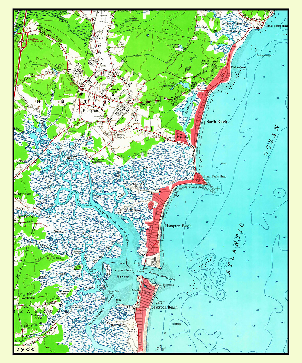 1966 Map Of Hampton Beach New Hampshire for Map of Hampton Beach New Hampshire