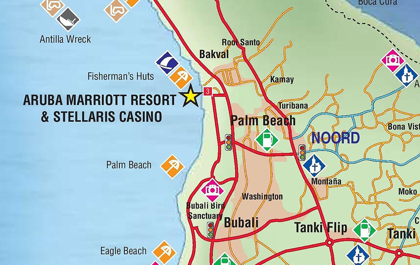 2019 Landkarte Von Aruba - Etsy.de regarding Map of Aruba Hotels and Beaches