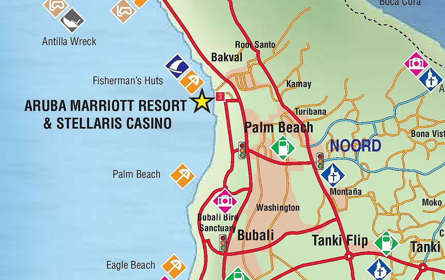 2019 Landkarte Von Aruba - Etsy.de regarding Map Of Aruba Hotels On The Beach