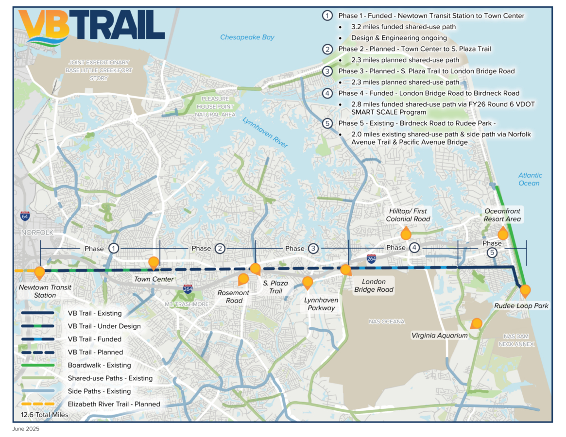 $23.8M Grant Approved For Vb Trail, Going Towards Next Phase Of within Virginia Beach Bus Routes Map