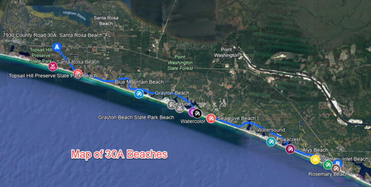 Map of 30a Florida Beaches
