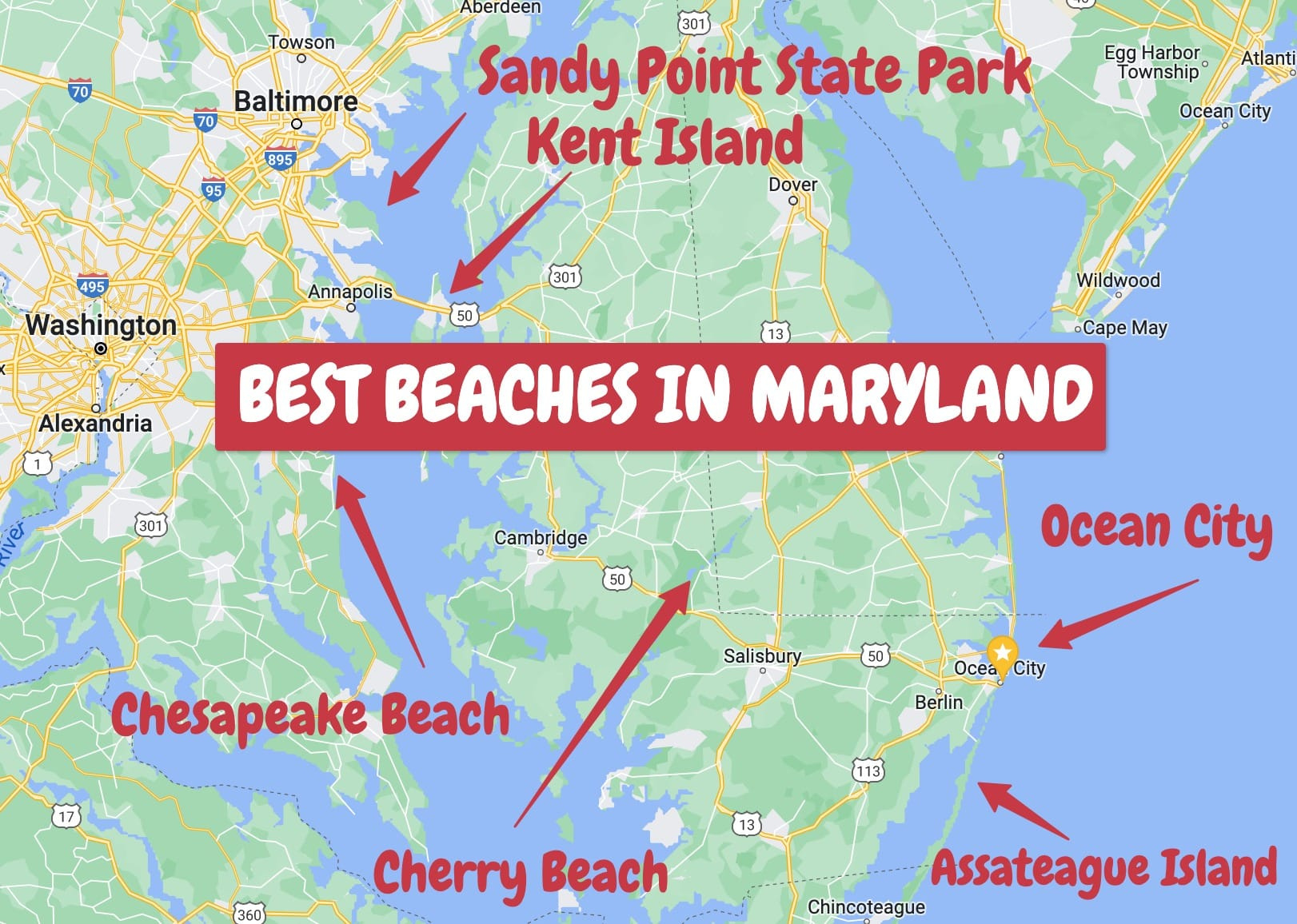 7 Best Beaches In Maryland To You Should Visit When In The State with regard to Map of Beaches in Maryland