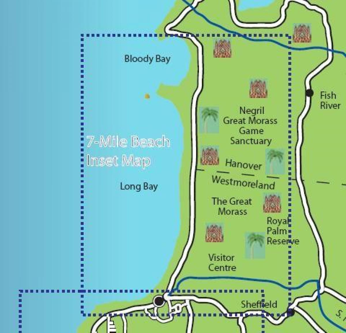 7 Mile Beach Jamaica Resort Map - Map Of Negril Jamaica 7 Mile in Map of Seven Mile Beach Negril