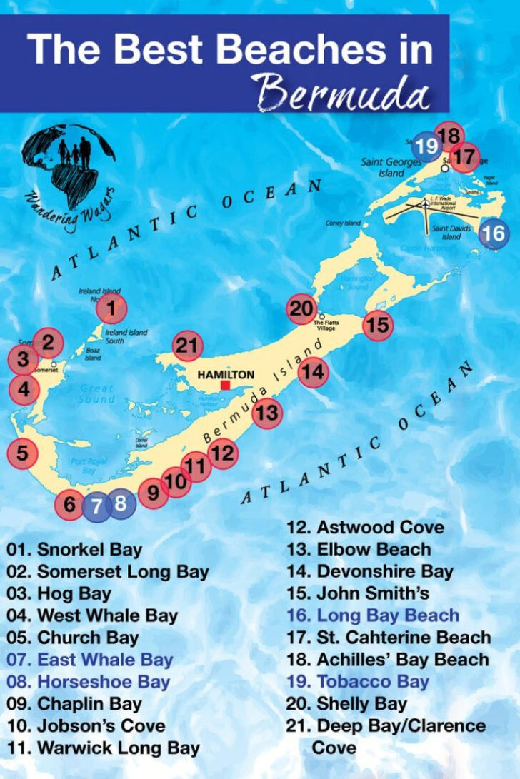 Map of Beaches in Bermuda