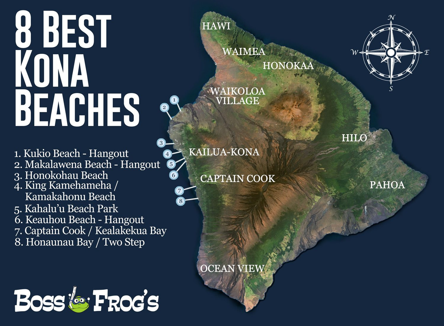 8 Best Kona Beaches | Boss Frog&amp;#039;S Hawaii with regard to Map of Kona Hawaii Beaches
