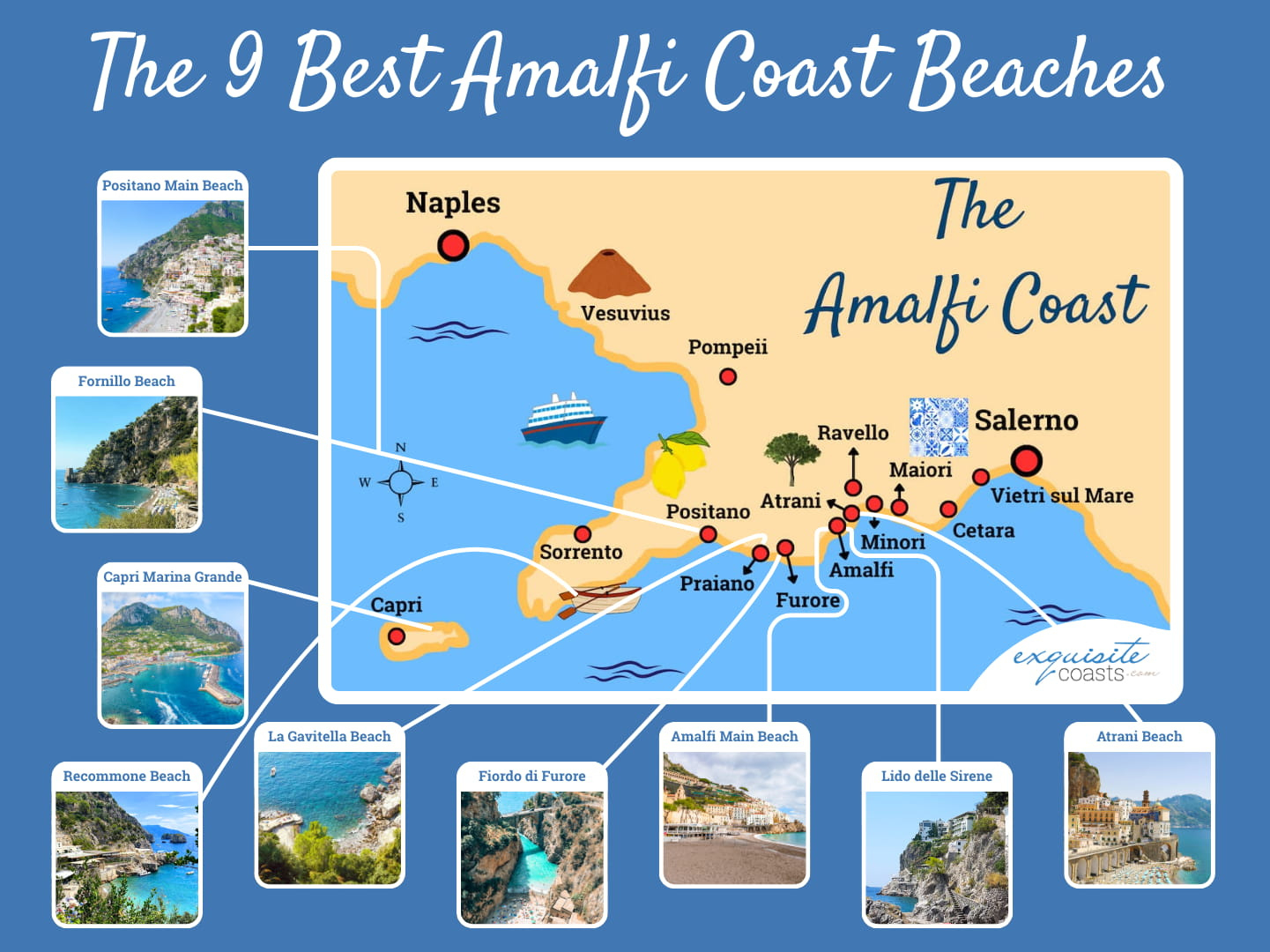 9 Best Amalfi Coast Beaches [Plus 3 Hidden Options] throughout Best Beaches in Italy Map