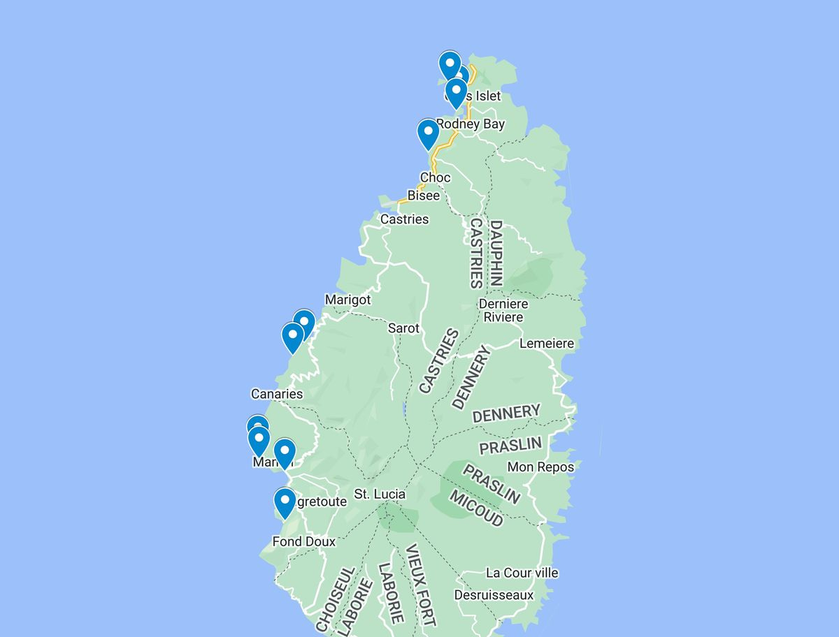 9 Incredible Beaches In St. Lucia For Epic Beach Bumming throughout Beaches In St Lucia Map