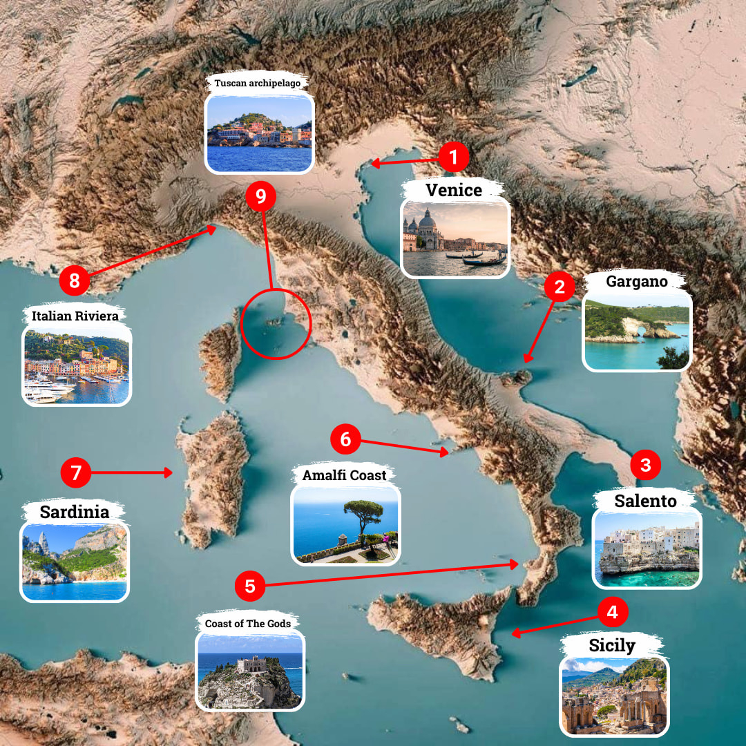 9 Must-Visit Italian Coastal Destinations (With Map) in Best Beaches in Sicily Map
