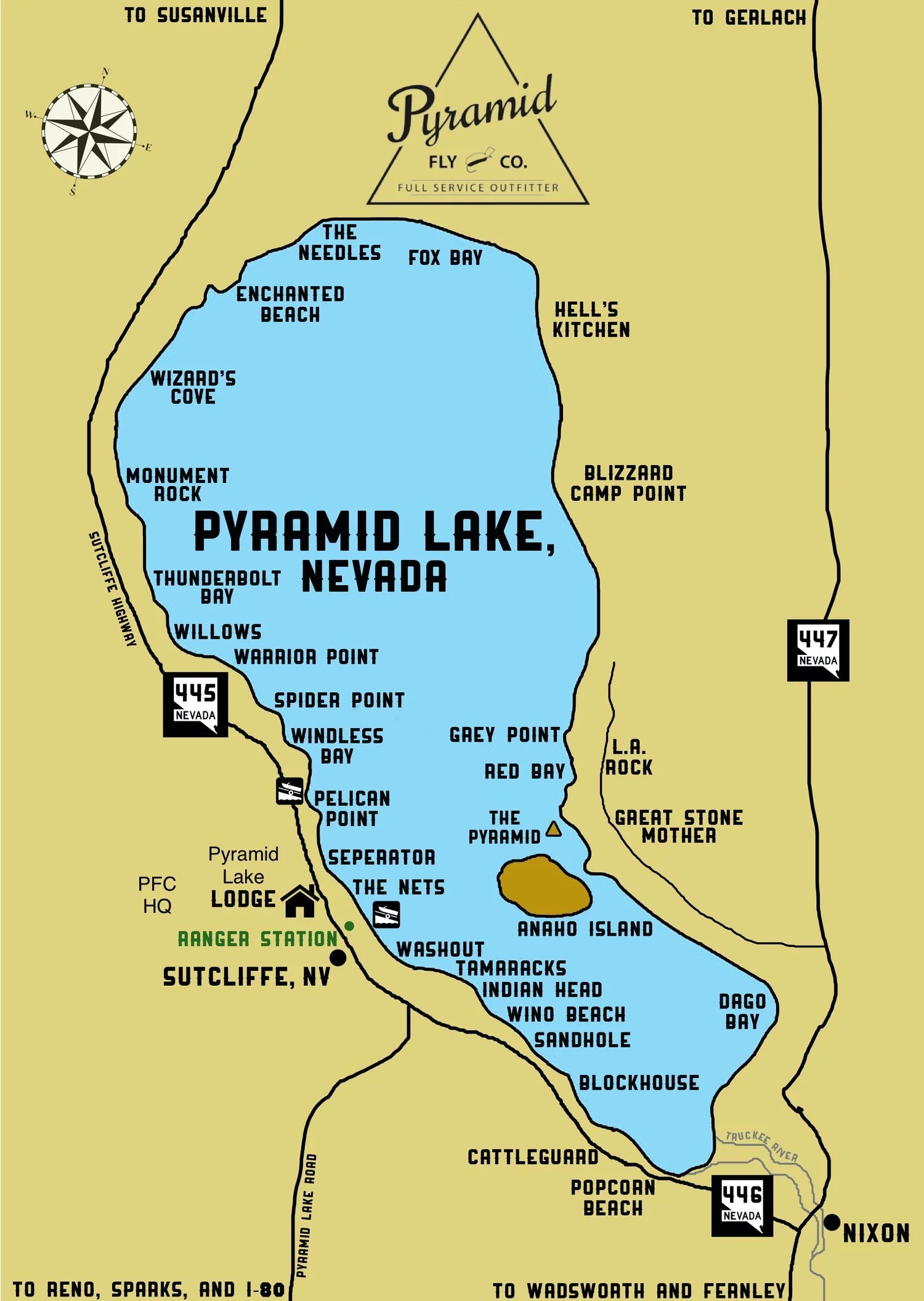 About Pyramid Lake | Pyramid Fly Co. | Pyramid Fly Co - Premier inside Map Of Pyramid Lake Beaches