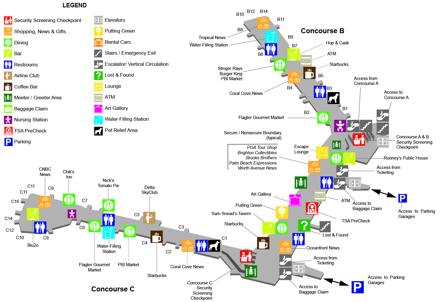 Airport Pre Security Food? : R/Westpalmbeach pertaining to West Palm Beach Airport Food Map