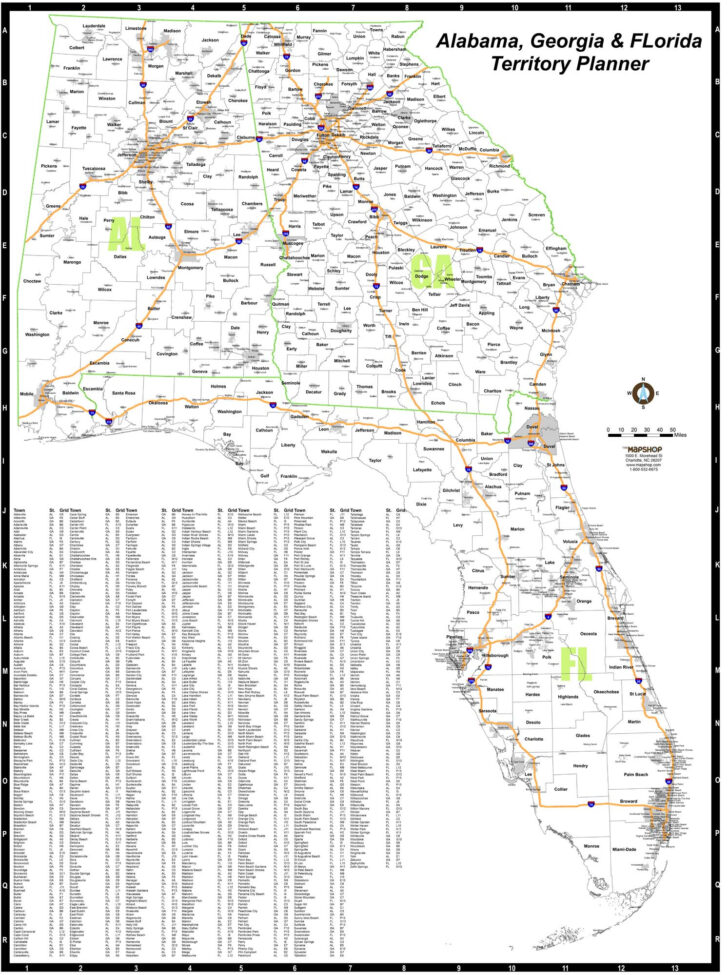 Map of Gulf Coast Florida and Alabama