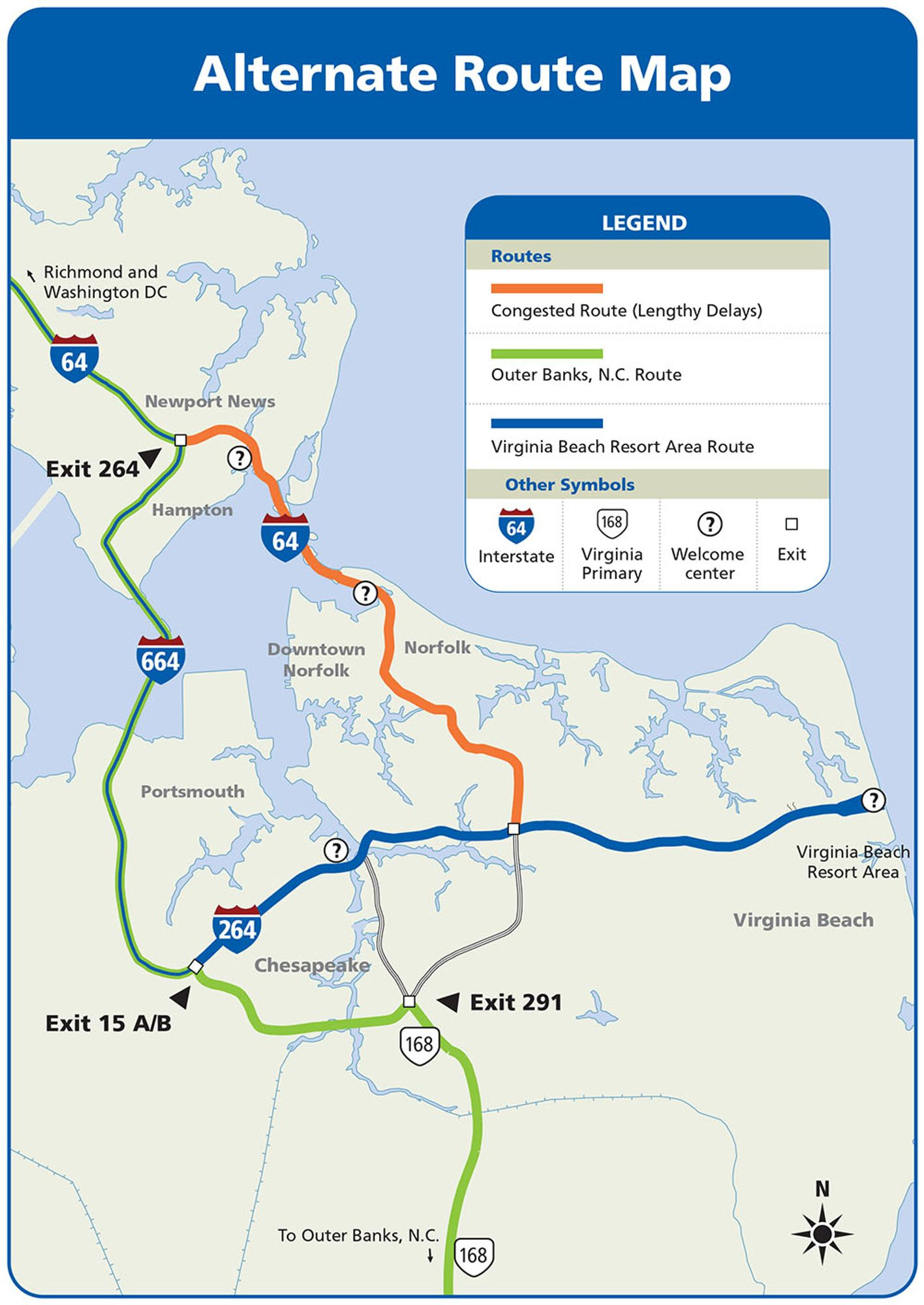 Alternate Route To Beach | Virginia Department Of Transportation throughout Virginia Beach Bus Routes Map