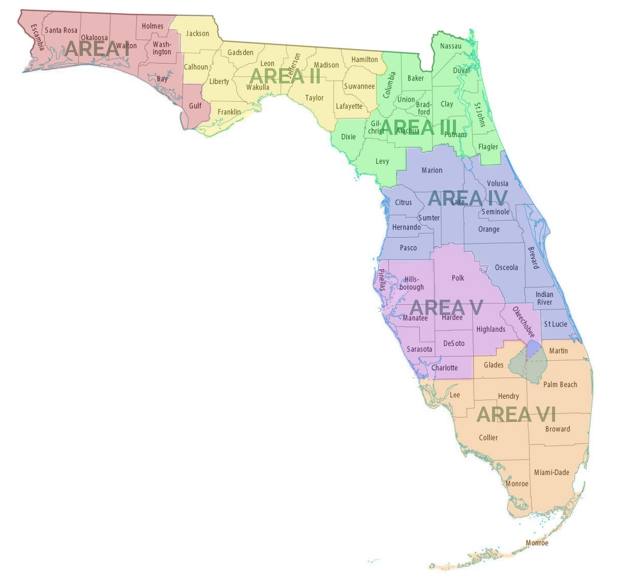 Area Map And Counties – Florida Educational Negotiators intended for Map Of Florida Counties East Coast