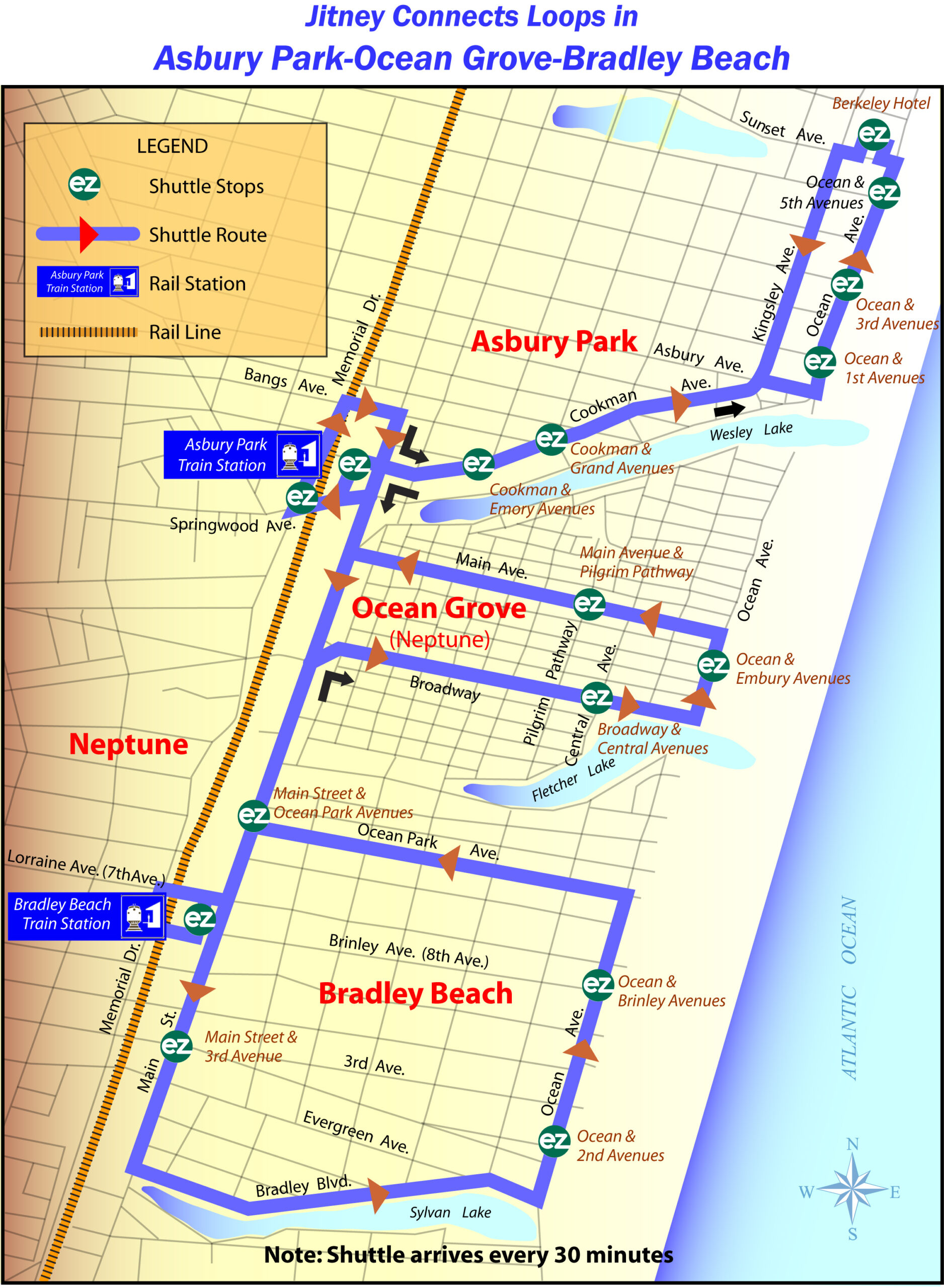 Asbury-Park-Ocean-Grove-Bradley-Beach-Shuttle-Map-5-1-12 | Blogfinger inside Map of Bradley Beach Nj