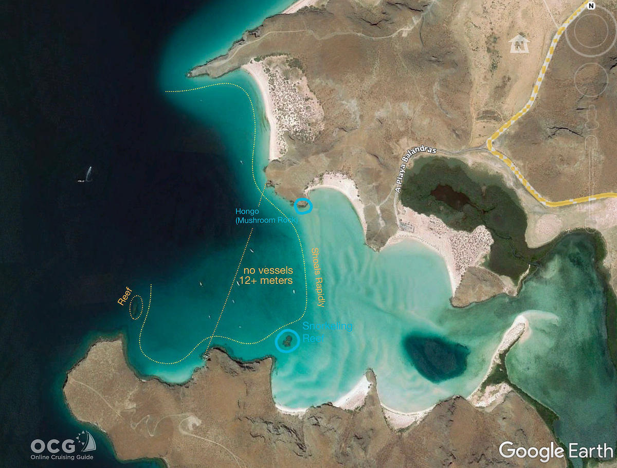 Bahia Balandra - Anchorage - Sea Of Cortez - Baja Side - Online in Balandra Beach La Paz Map