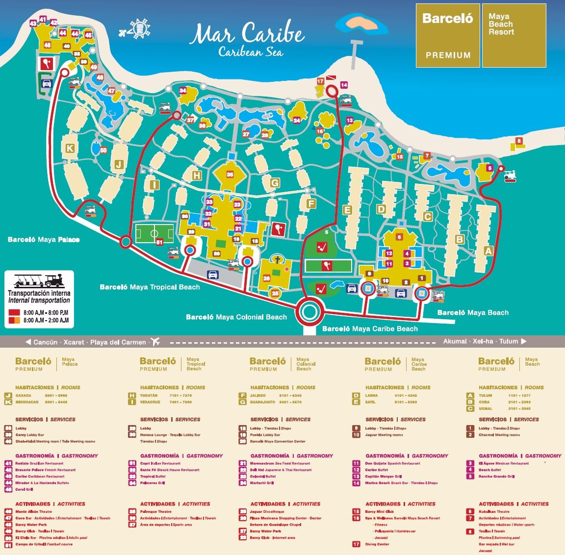 Barcelo Maya Colonial And Tropical Beach Resort - Travelbob in Map of Barcelo Maya Beach