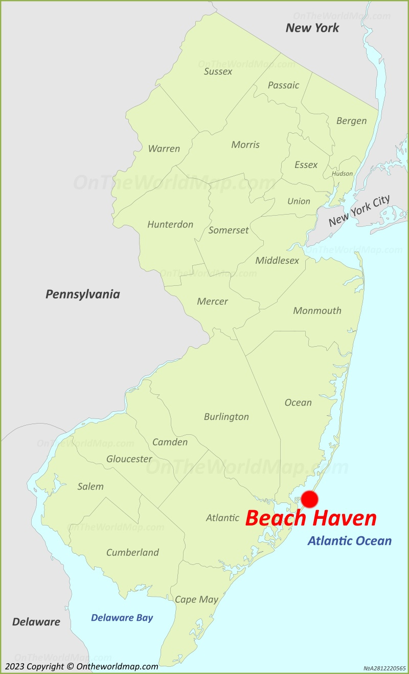 Beach Haven Map | Long Beach Island, New Jersey - Ontheworldmap for Beach Haven New Jersey Map