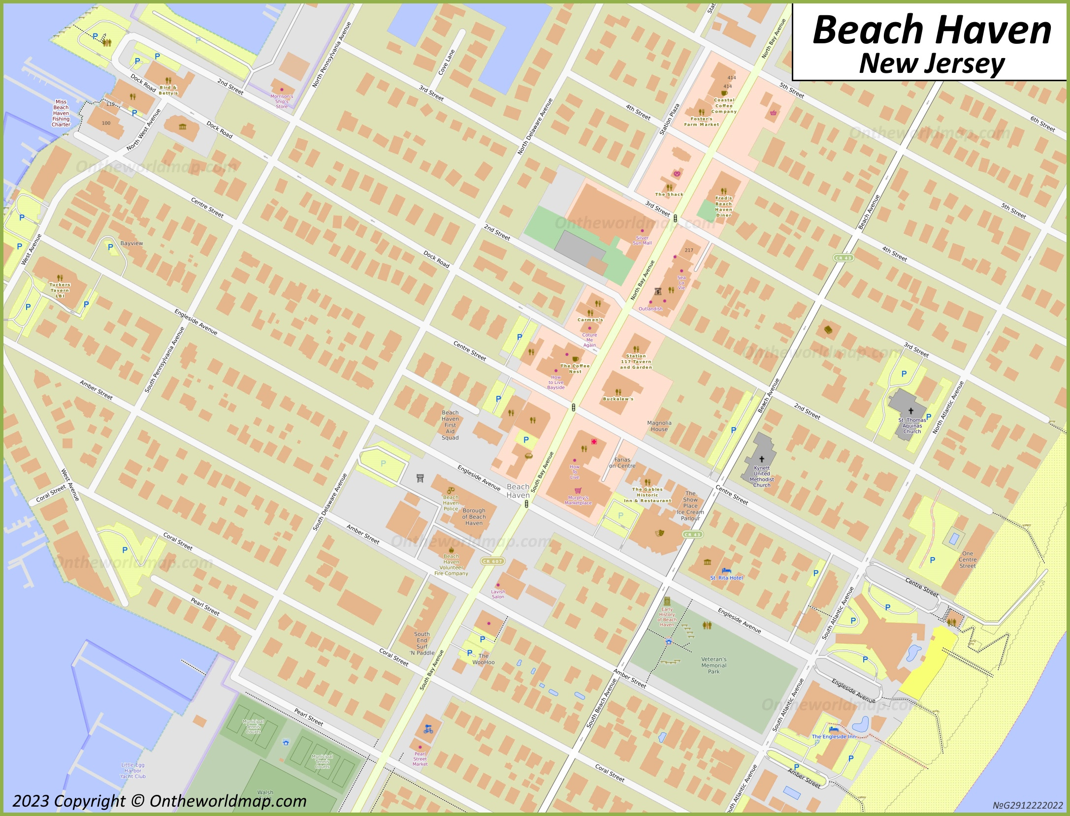 Beach Haven Map | Long Beach Island, New Jersey - Ontheworldmap regarding Map of Beach Haven New Jersey