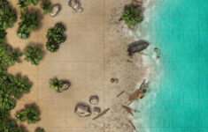 Beach Wreck [22X17] - Into The Wilds Free Map Pack : R/Battlemaps throughout Palm Trees Beach Wreck Map Dnd