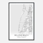Belleair Beach Florida Map Poster, Modern Home Decor Wall Art Print    Custom Maps & Posters With Map Of Belleair Beach Florida