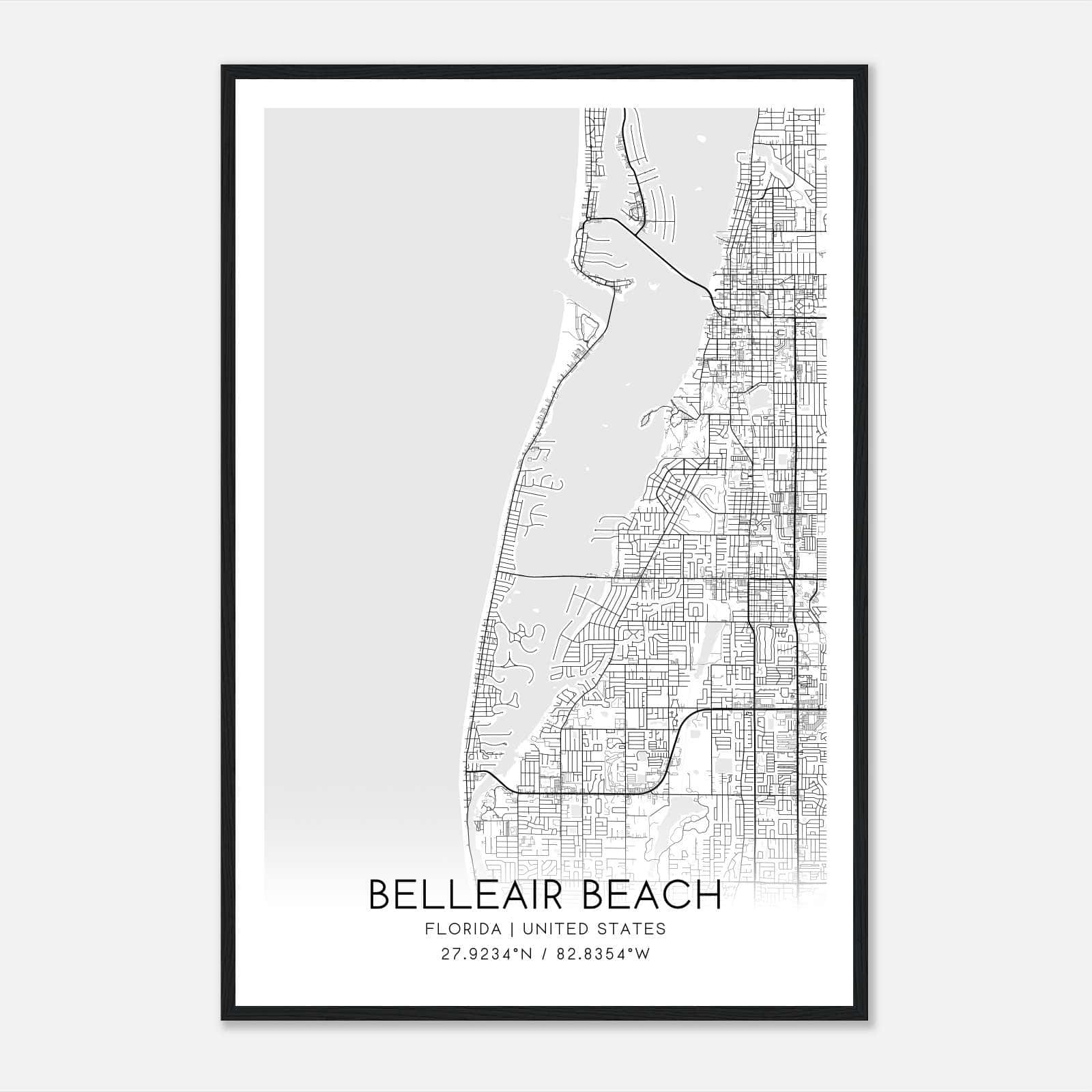 Belleair Beach Florida Map Poster, Modern Home Decor Wall Art Print - Custom Maps &amp;amp; Posters with Map Of Belleair Beach Florida