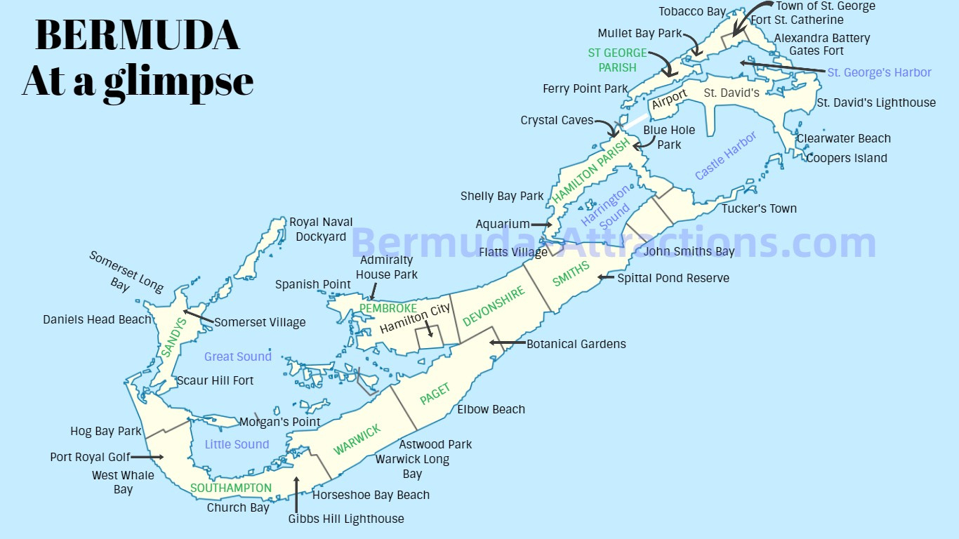Bermuda Map for Map Of Beaches In Bermuda