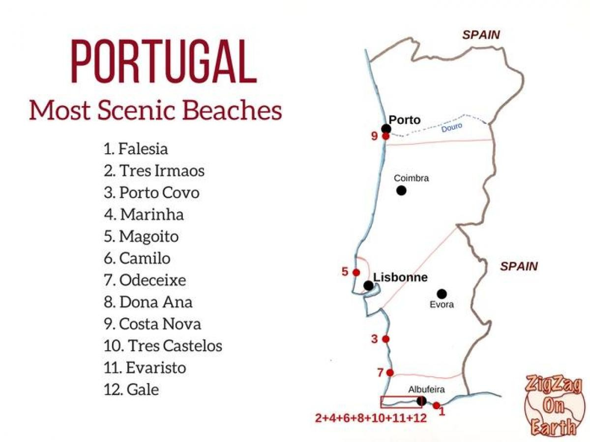 Best Beaches In Portugal Map - Portugal Beach Map (Southern Europe for Best Beaches In Portugal Map