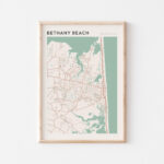 Bethany Beach Map Poster, Bethany Beach Print, Bethany Beach With Sea Colony Bethany Beach Map