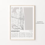 Bethany Beach Map Print, Bethany Beach Travel Map, Bethany Beach Intended For Sea Colony Bethany Beach Map