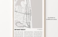 Bethany Beach Map Print, Bethany Beach Travel Map, Bethany Beach within Map of Sea Colony Bethany Beach
