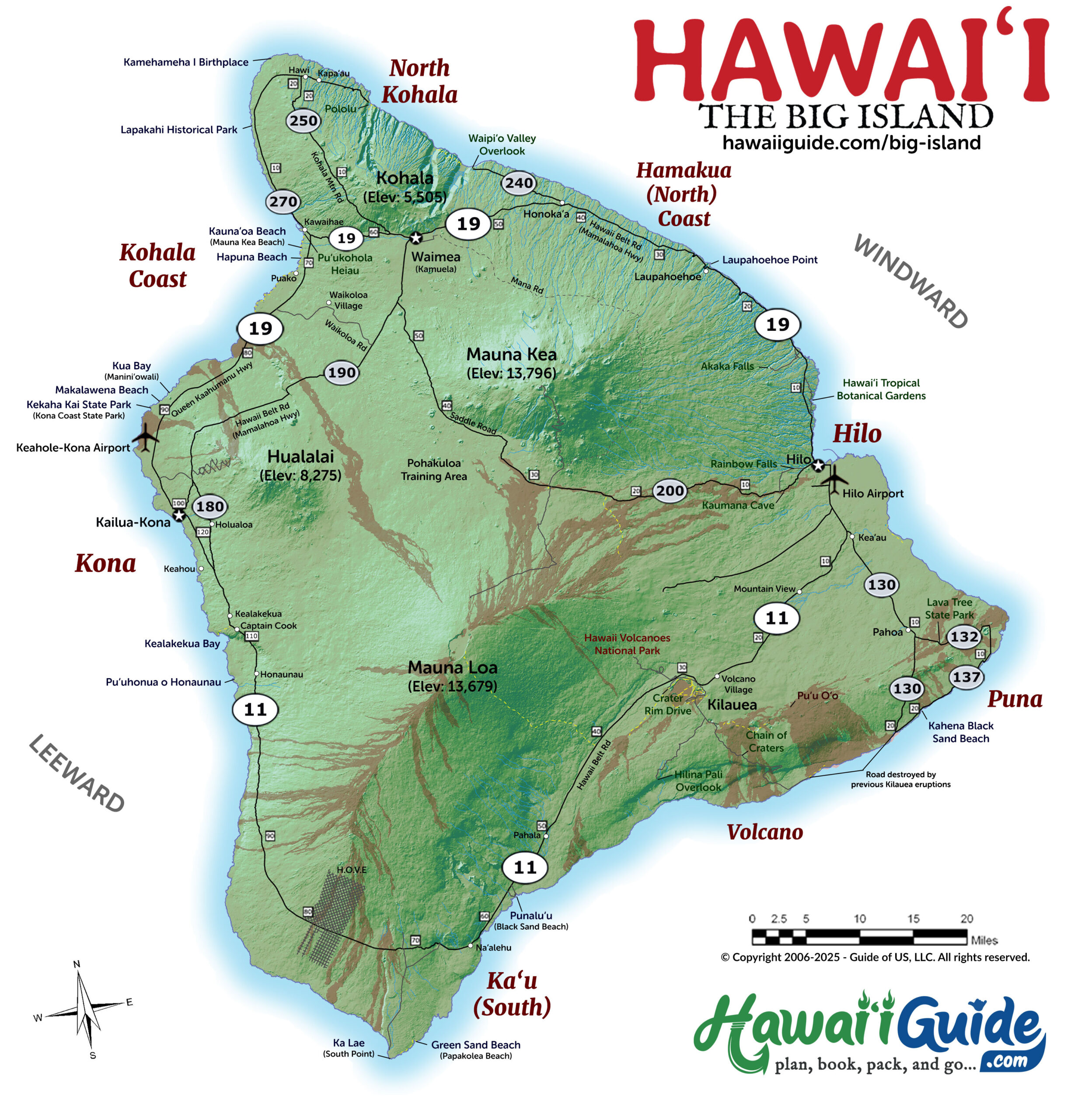 Big Island Hawaii Maps With Printable Road Map within Map Of Big Island Beaches