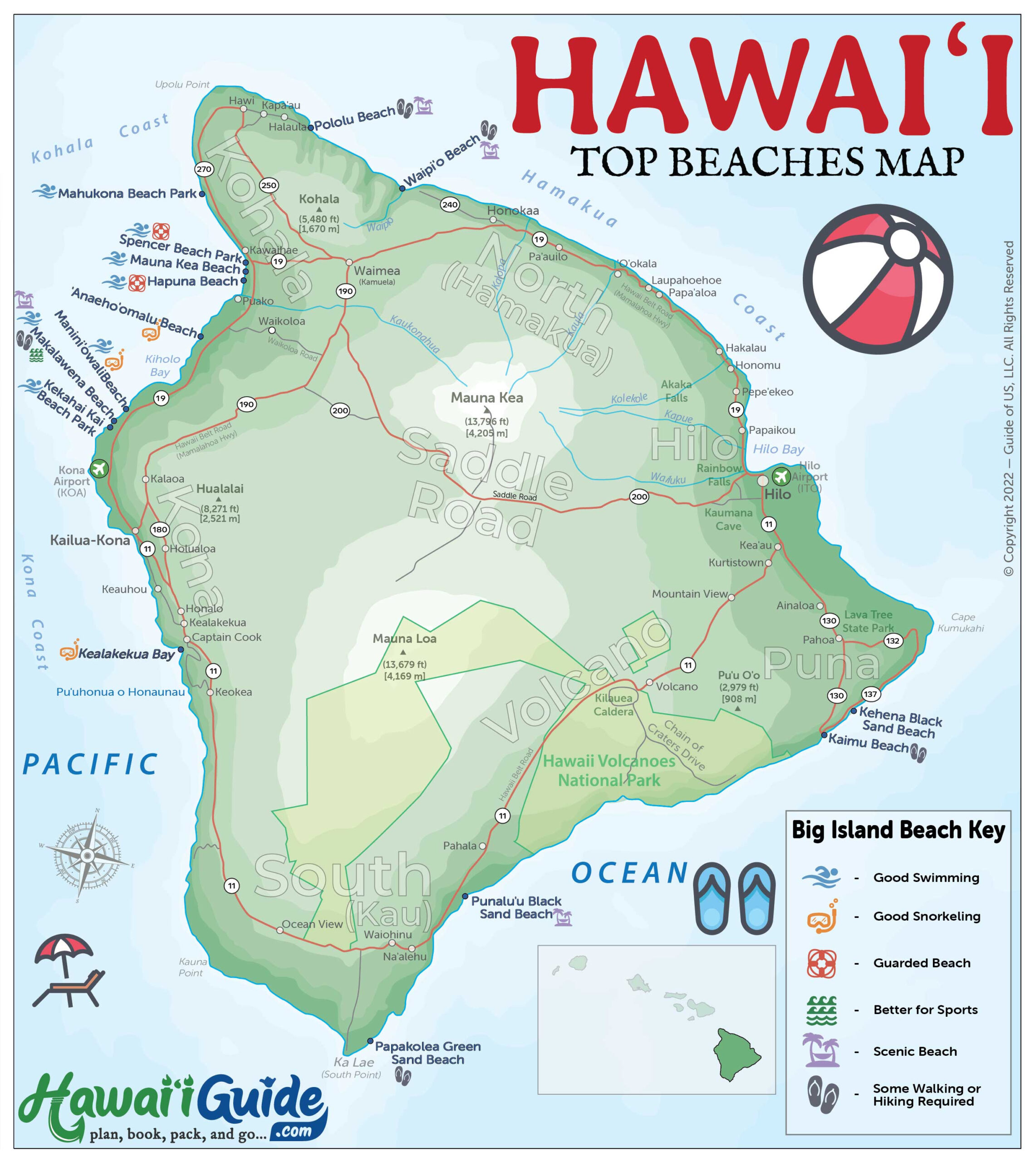 Big Island Top 30+ Beaches To Visit + Map | Big Island Beach Guide pertaining to Big Island Hawaii Beaches Map