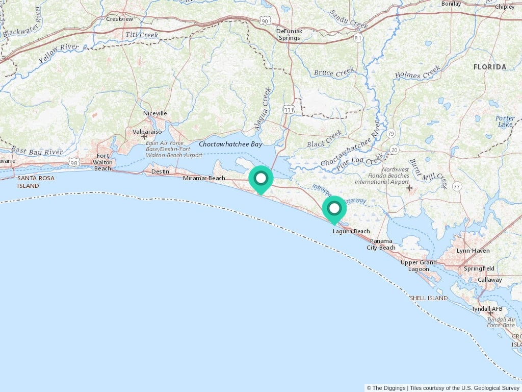 Blue Mountain Beach, Florida Mines | The Diggings™ throughout Map Blue Mountain Beach Florida