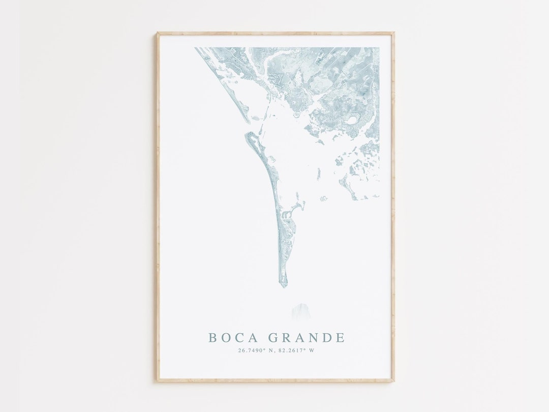 Boca Grande Map Print, Map Of Boca Grande Florida, Florida Beach for Boca Grande Beach Florida Map