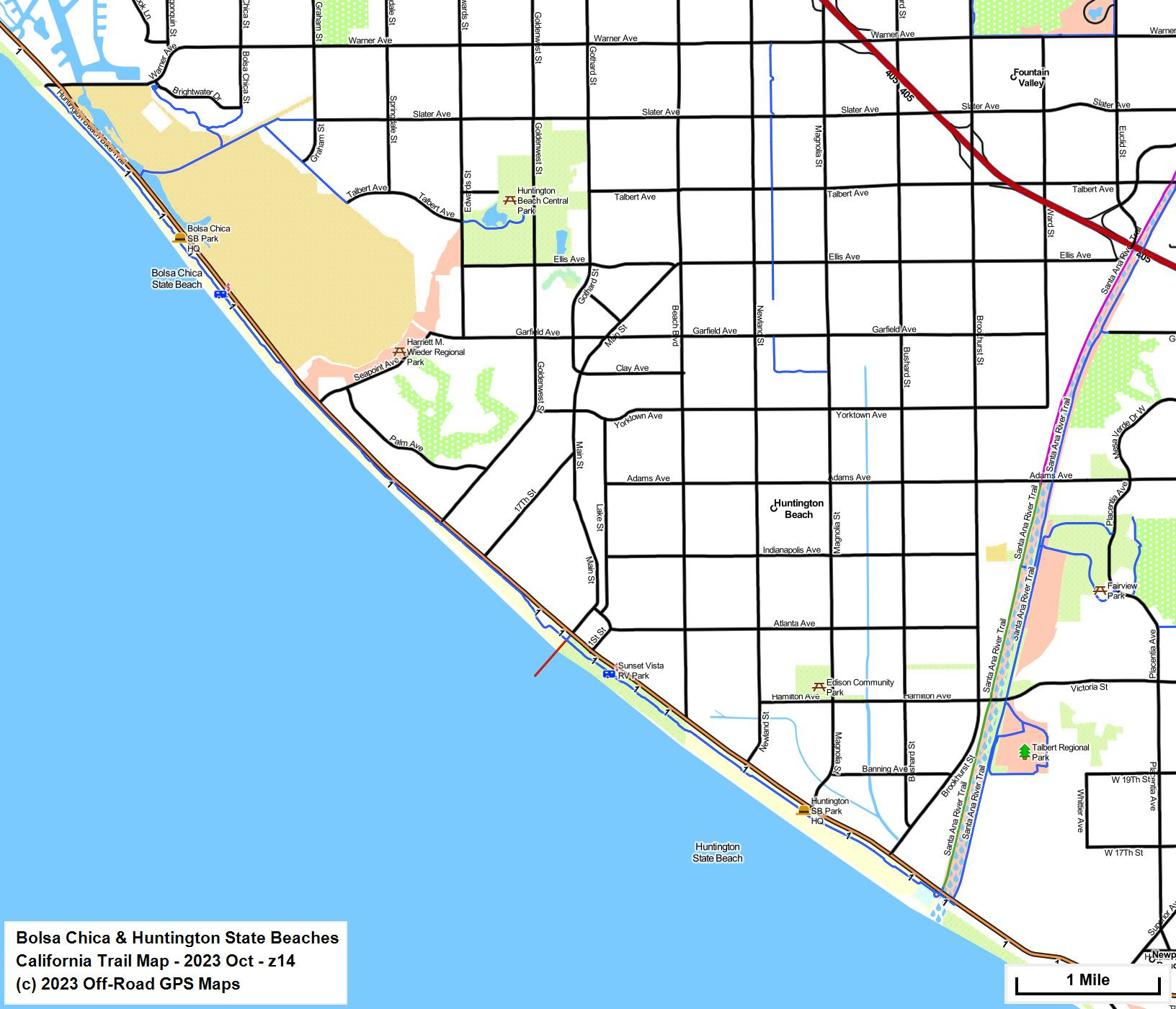 Bolsa Chica &amp;amp; Huntington State Beaches - California Trail Map for Map Of Bolsa Chica State Beach