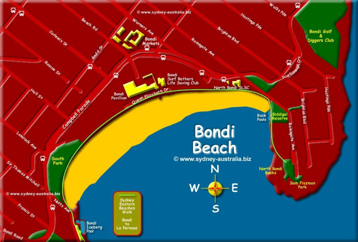 Bondi Beach Map - Bondi Beach Map Sydney (Australia) within Bondi Beach On A Map