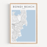 Bondi Beach Print, Sydney Australia Map Print, Sydney Poster With Regard To Map Of Bondi Beach Sydney