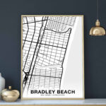 Bradley Beach New Jersey Nj Usa Map Poster Black White Hometown Regarding Map Of Bradley Beach Nj
