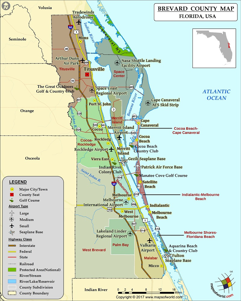 Brevard County Map, Florida regarding Map Of West Coast Florida Counties