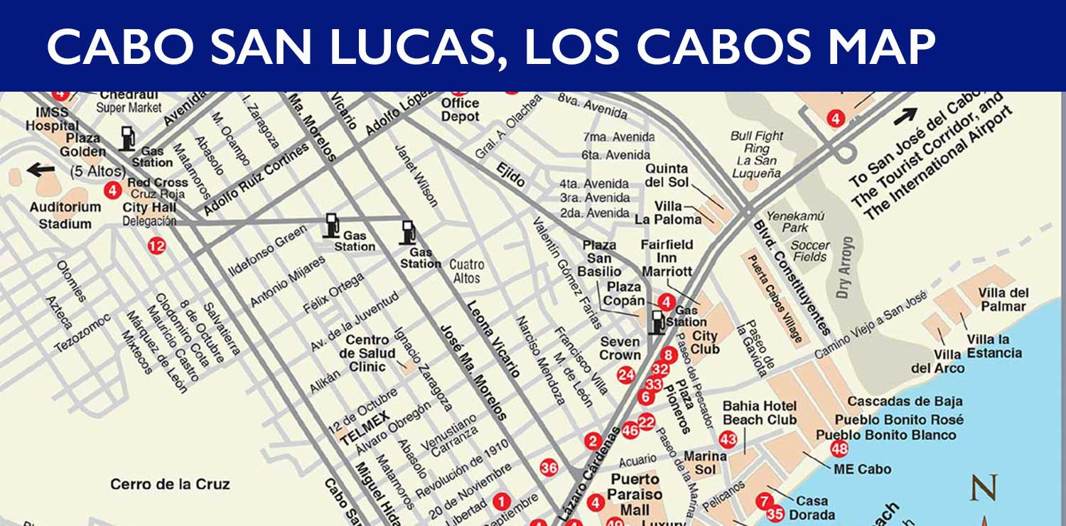 Cabo San Lucas Map - Los Cabos Guide throughout Map Of Medano Beach Cabo San Lucas