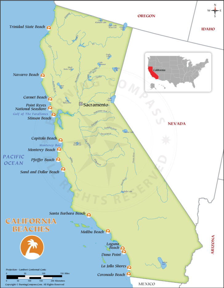 Map of Beaches in California
